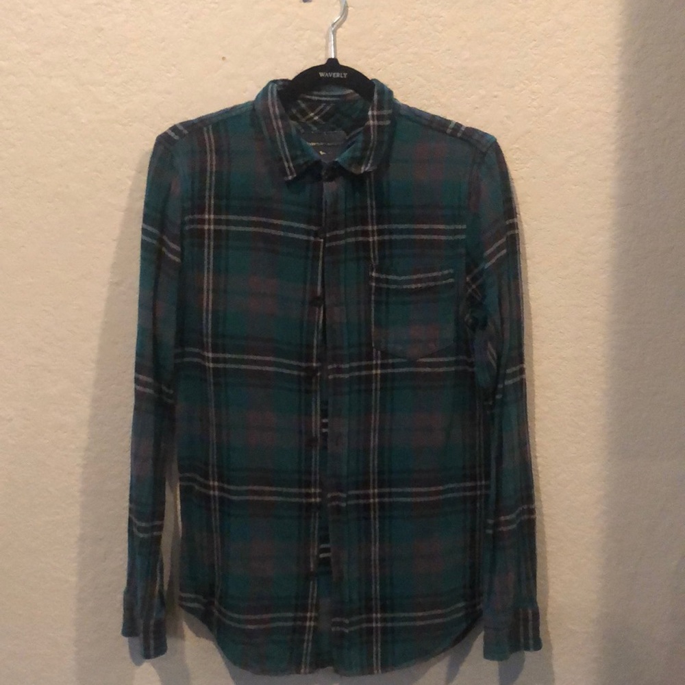 Modern amusement long sleeve green plaid flannel